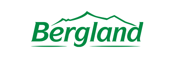 Grünes Logo mit Schriftzug Bergland und darüber einer Linie, die aussieht wie eine Bergkette. Der Text ist unterstrichen, transparenter Hintergrund